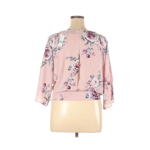 Soho New York & Company Floral Print Pink Tie-Front Blouse XL - Picture 2 of 3